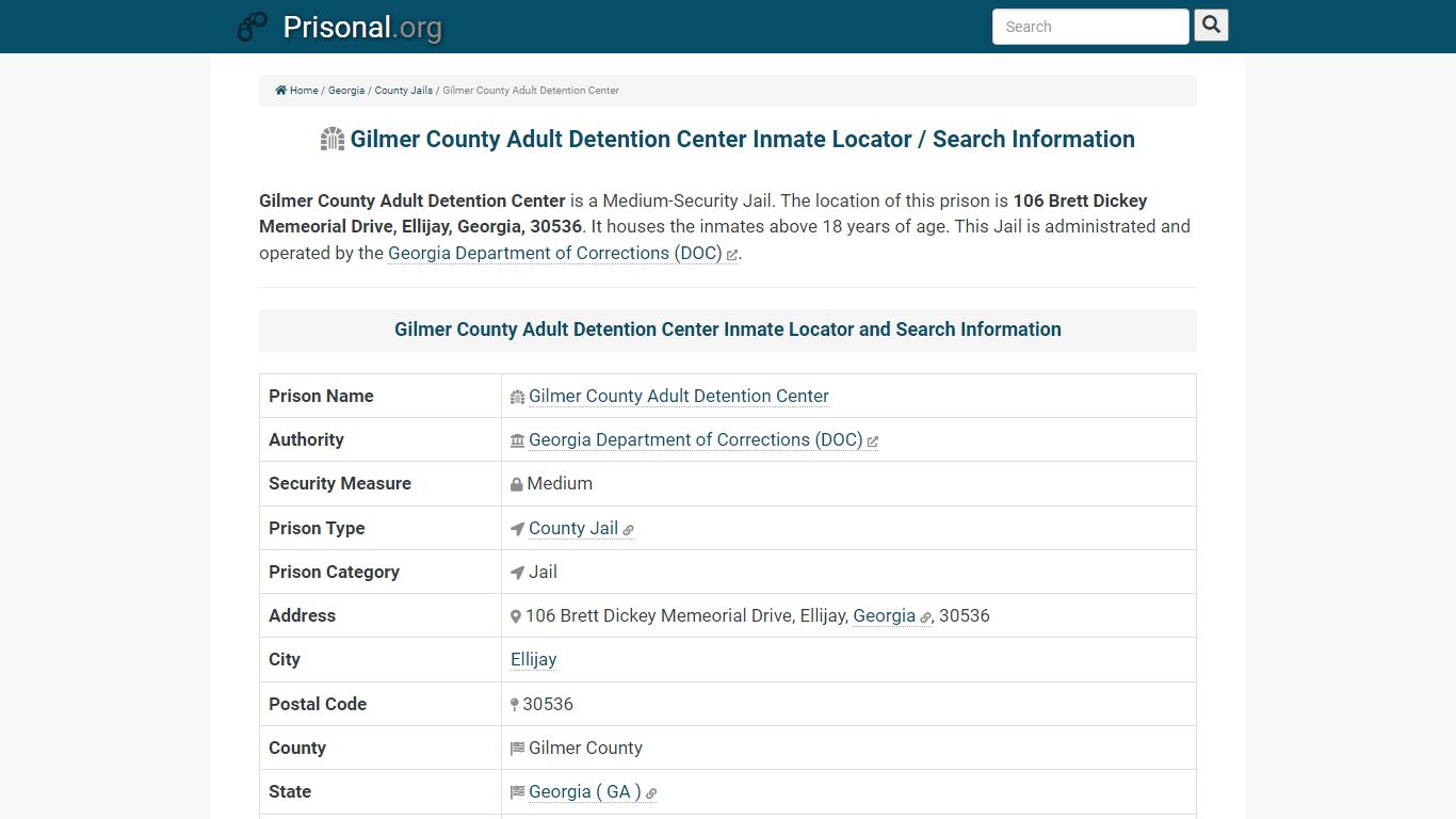 Gilmer County Adult Detention Center-Inmate Locator/Search ...